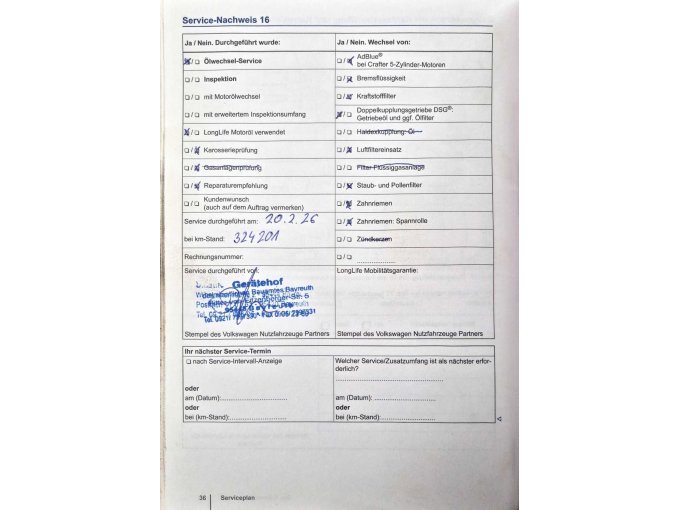 Kundendienstnachweis