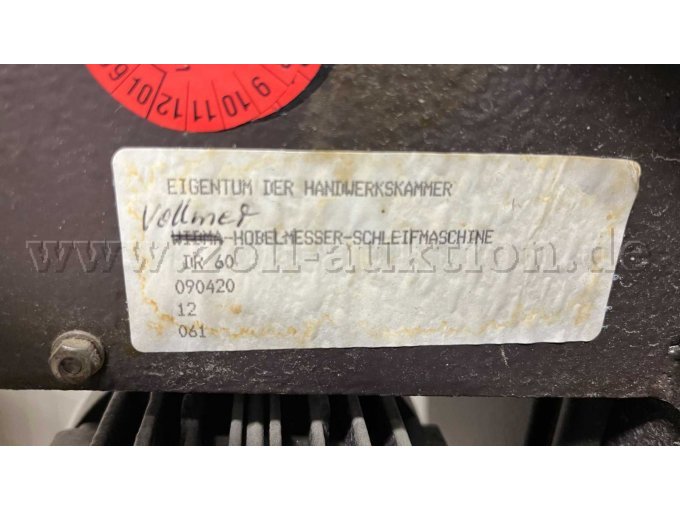 Vollmer Hobelmesserschleifmaschine DR 60 - Ansicht Typschild