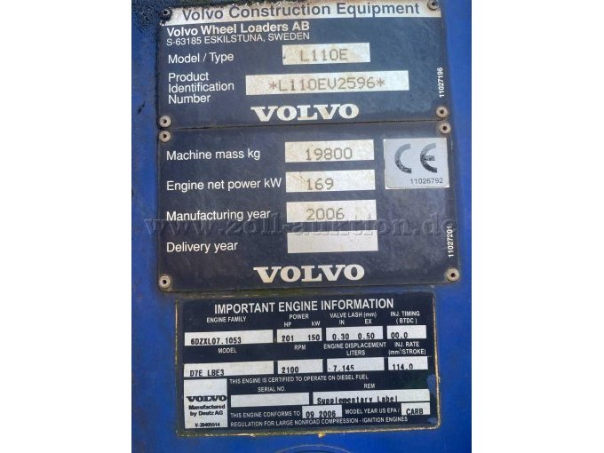 1 Volvo Radlader Typ L110E mit 7.473 Betriebsstunden – foto 3 – kavel bij Zoll-Auktion, Saterland
