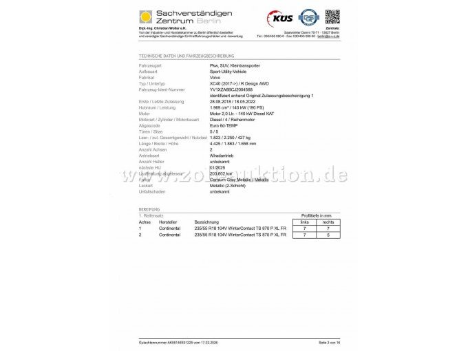 Technische Daten und Fahrzeugbeschreibung
