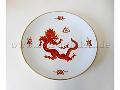 1 Wandteller Meissener Porzellan, Ming-Drache rot, II.Wahl