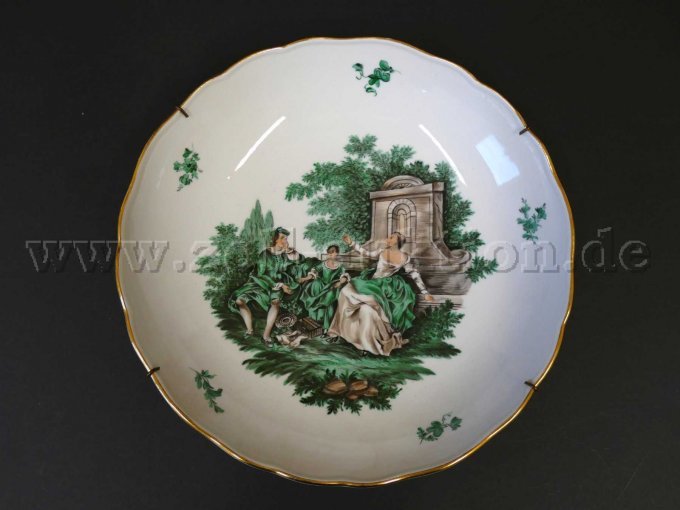 1 Wandteller Meissener Porzellan, Watteau-Dekor, II.Wahl