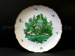1 Wandteller Meissener Porzellan, Watteau-Dekor, II.Wahl