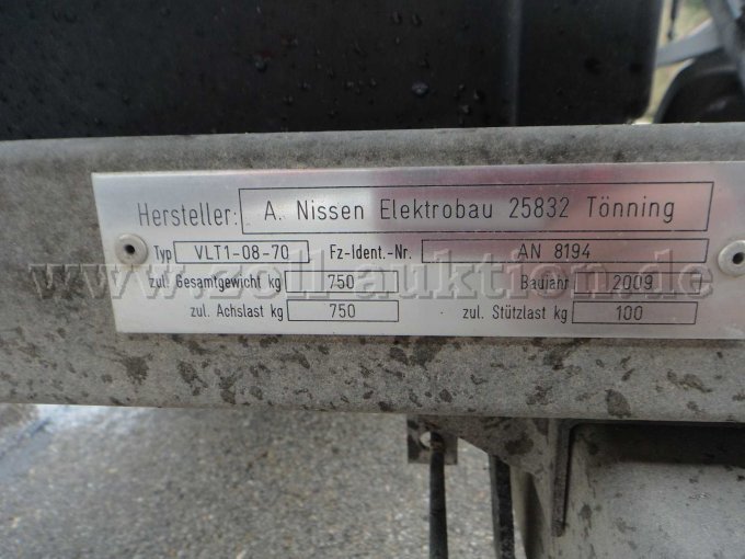 Warnleitanhänger Nissen, Typenschild Anhänger