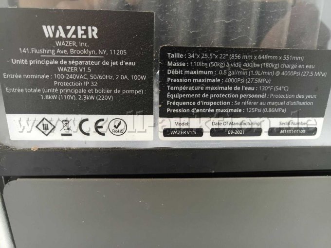 Typenschild der Schneideeinheit WAZER V1.5 (Baujahr 09/2021)