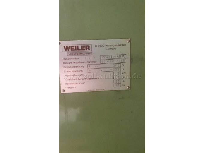 Weiler Praktikant 160 Leit- und Zugspindeldrehmaschine - Ansicht Typenschild