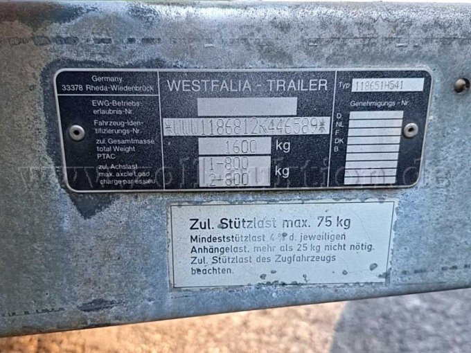 1 Westfalia Anhänger offener Kasten mit Plane – foto 7 – kavel bij Zoll-Auktion, Lüdenscheid