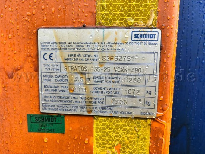 Typenschild Streuer