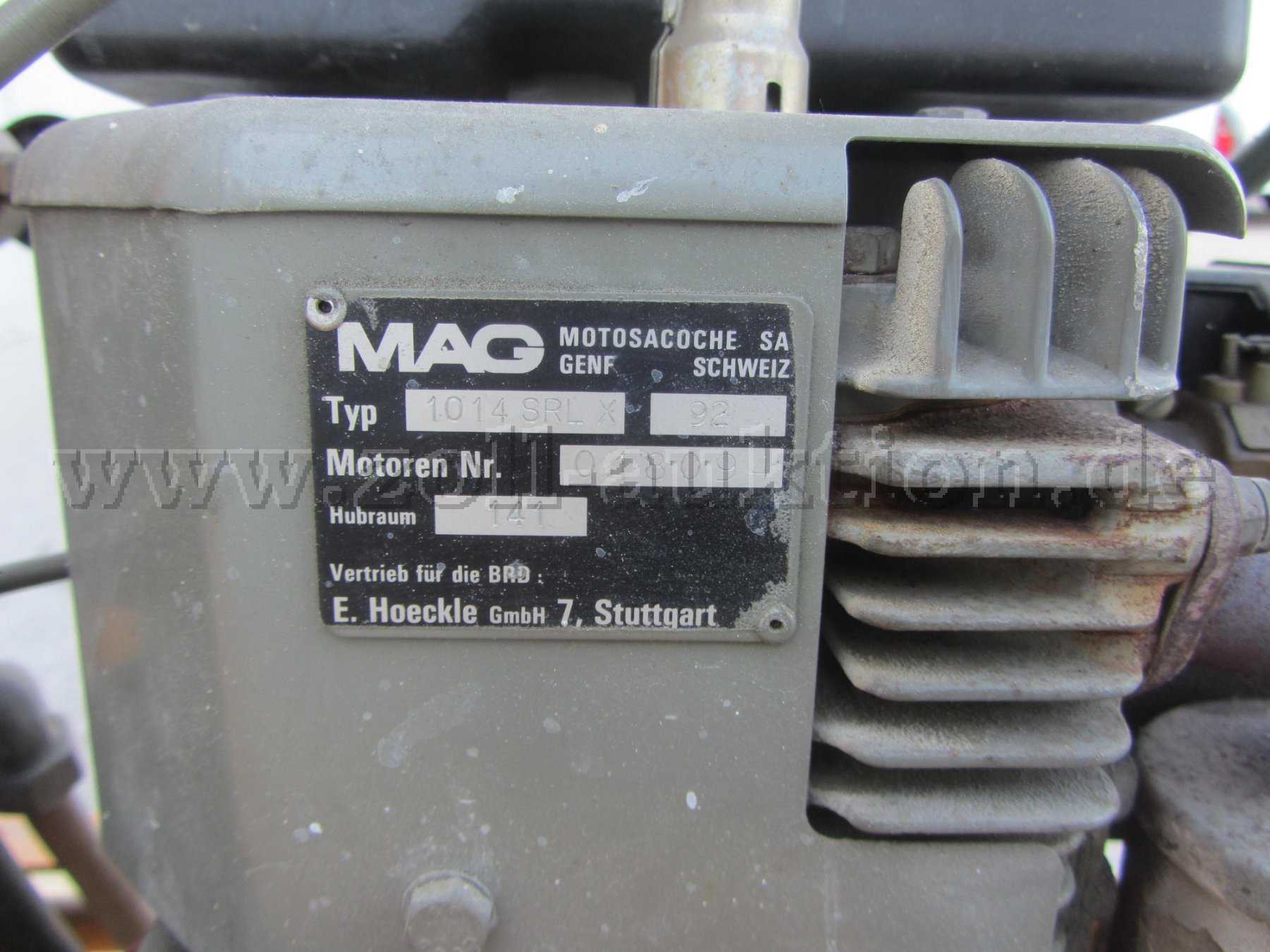 Zindel Straßen-Markiermaschine, Typenschild Motor