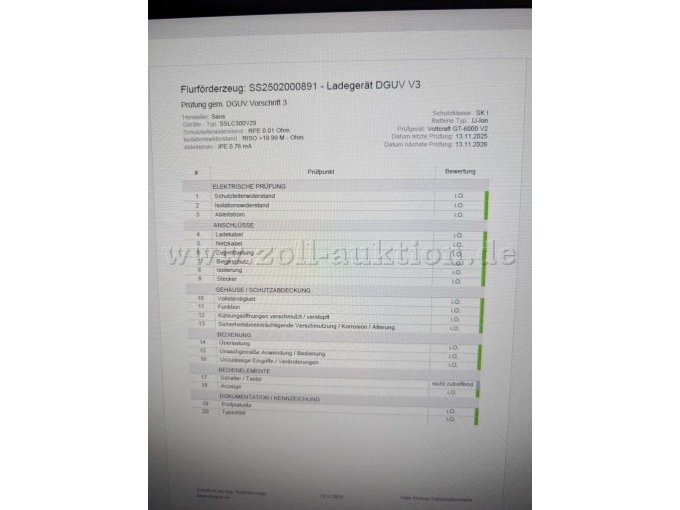 Prüfbericht UVV von Ladegerät