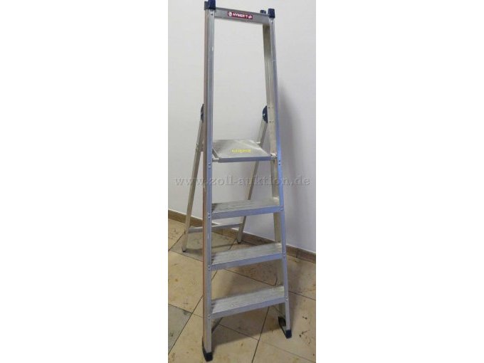 HYMER Aluminium Stufenstehleiter mit Plattform, einseitig begehbar, 4-stufig