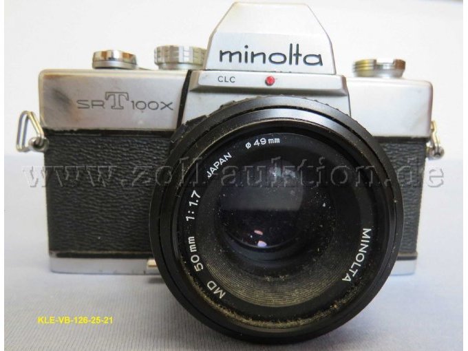 Spiegelreflexbildkamera Minolta SR-T100x mit Objektiv Minolta 50 Millimeter 1:1.7 Durchschnitt 49 Millimeter