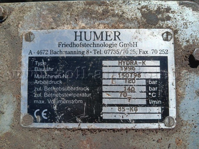Typenschild Hydraulikwagen