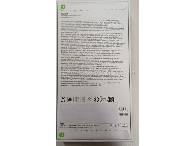 iPhone 14 - in OVP Rückseite mit ungeöffneten Siegeln