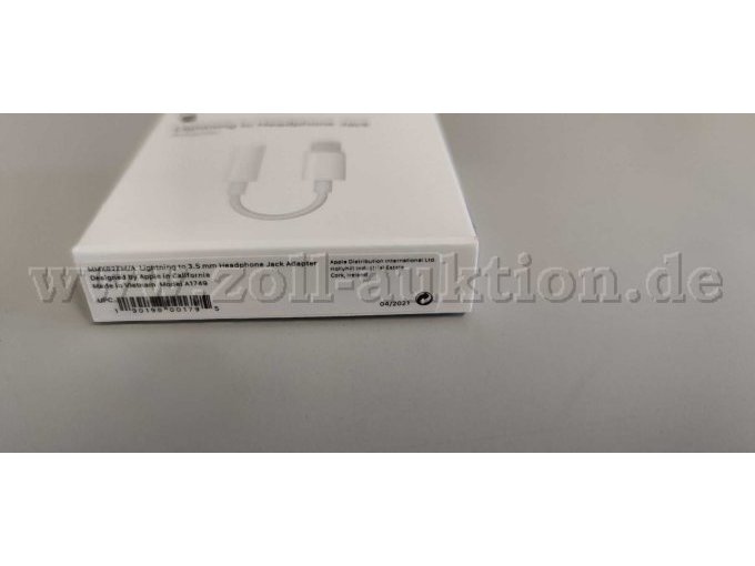 Detailansicht des Aufklebers mit Herstellerangaben auf der Verpackung des Kopfhöreradapters