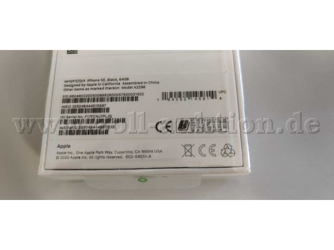 Detailansicht mit EID, IMEI, Seriennummer, etc.