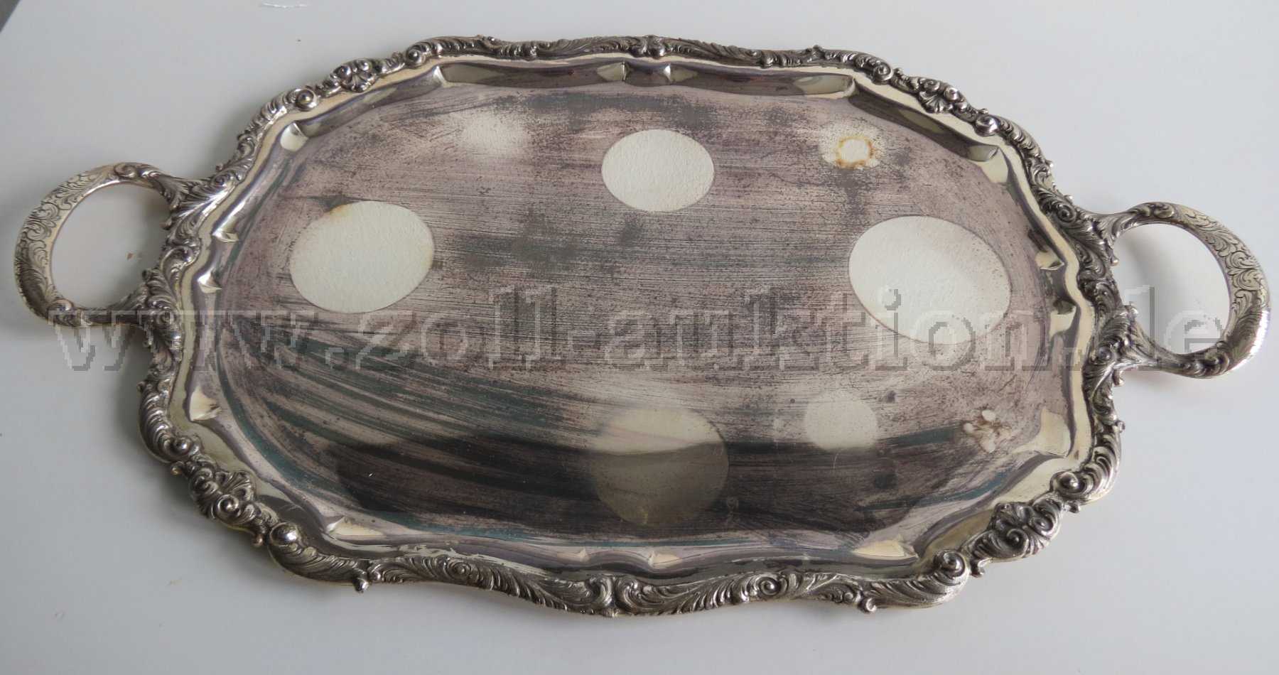 1 sølvbrett, 800 sølv, 3234 g, punslet