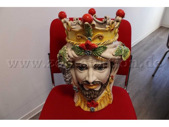 1 Siciliaanse vaas in de vorm van een Moorse kop, vervaardigd uit Caltagirone-keramiek door Ceramiche Ripullo – foto 2 – kavel bij Zoll-Auktion, Aachen