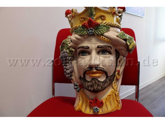 1 Siciliaanse vaas in de vorm van een Moorse kop, vervaardigd uit Caltagirone-keramiek door Ceramiche Ripullo – kavel bij Zoll-Auktion, Aachen