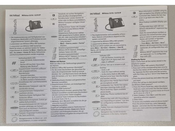 Bedienungsanleitung Mitel MiVoice 5370 IP