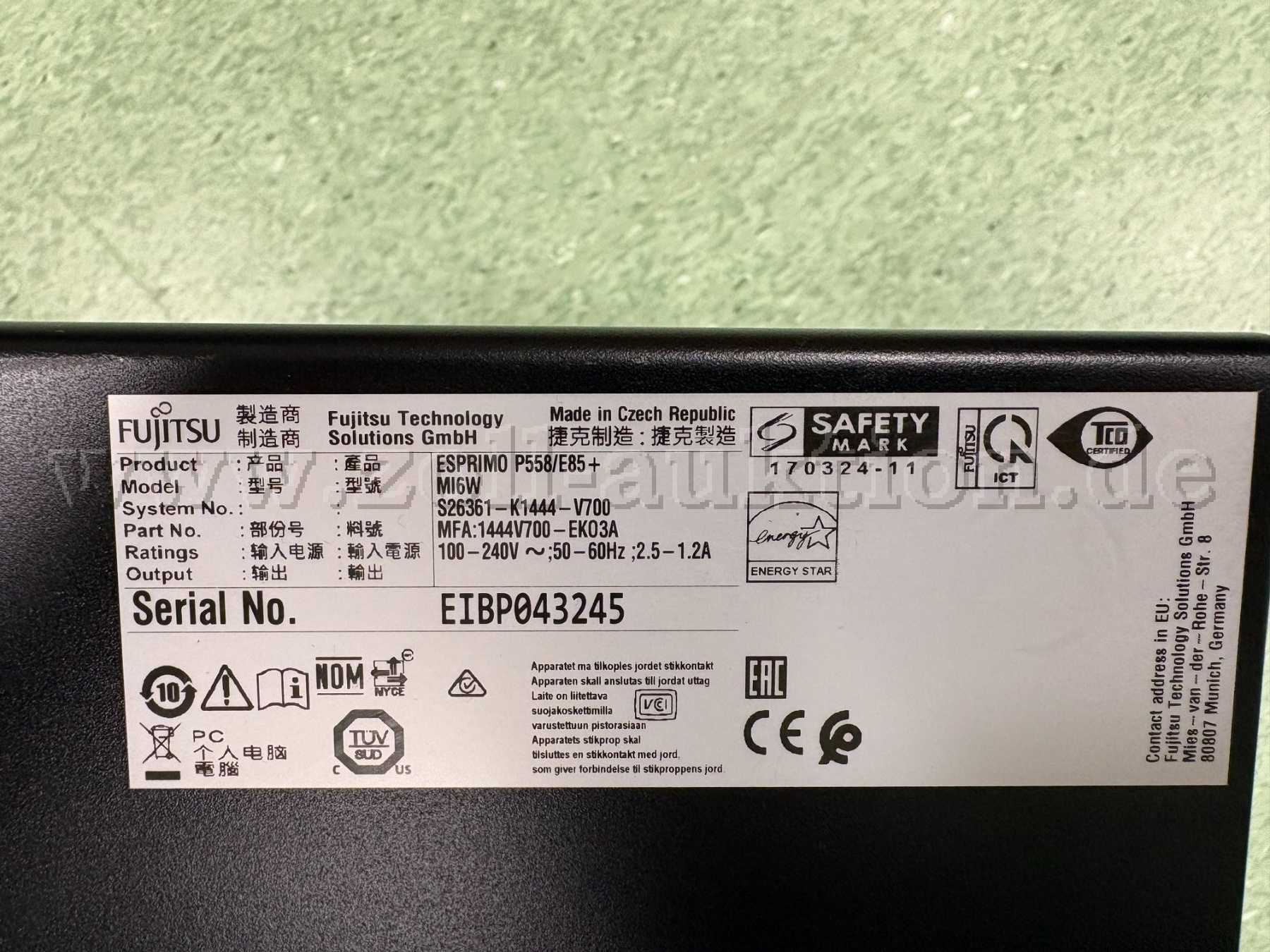 Produktbeschreibung eines Rechners