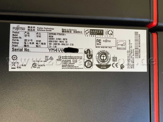 Fujitsu Esprimo P756 - Label