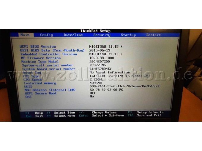 Beispieldarstellung:
BIOS X250