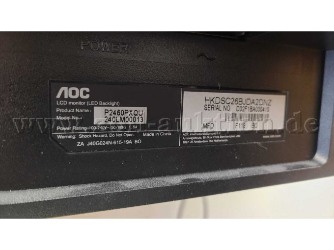 AOC P2460PXQU Typenschild