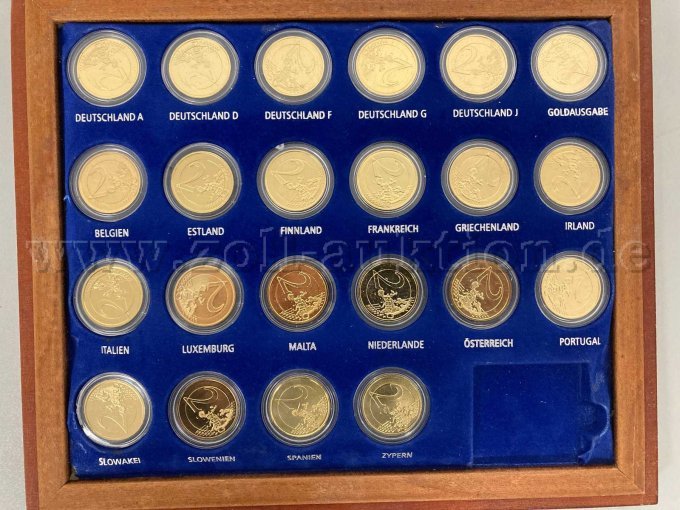 22 vergulde munten van 2 euro: 10 jaar invoering van de euro in Europa – foto 3 – kavel bij Zoll-Auktion, Dresden