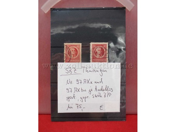 Detailaufnahme der Briefmarken
Michel Nr. 97AXx und 97AXbu