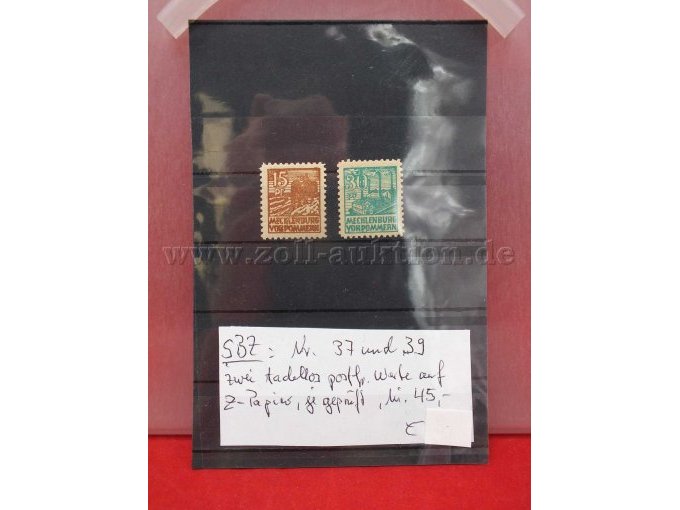 Detailaufnahme der Briefmarken
Michel Nr. 37 und 39