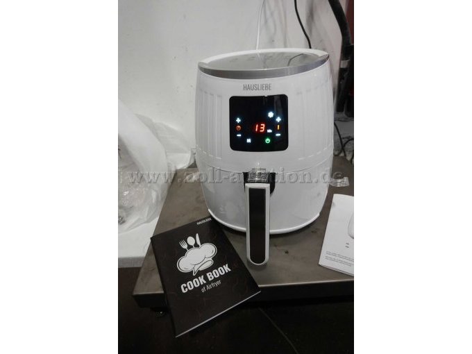 HAUSLIEBE LF1 Airfryer (1500 W, 1 Heißluftfritteuse, digitales Display, ohne Öl, einfach zu bedienen und reinigen, für 2-3 Personen, 3.5 Liter) weiß, eingeschaltet
