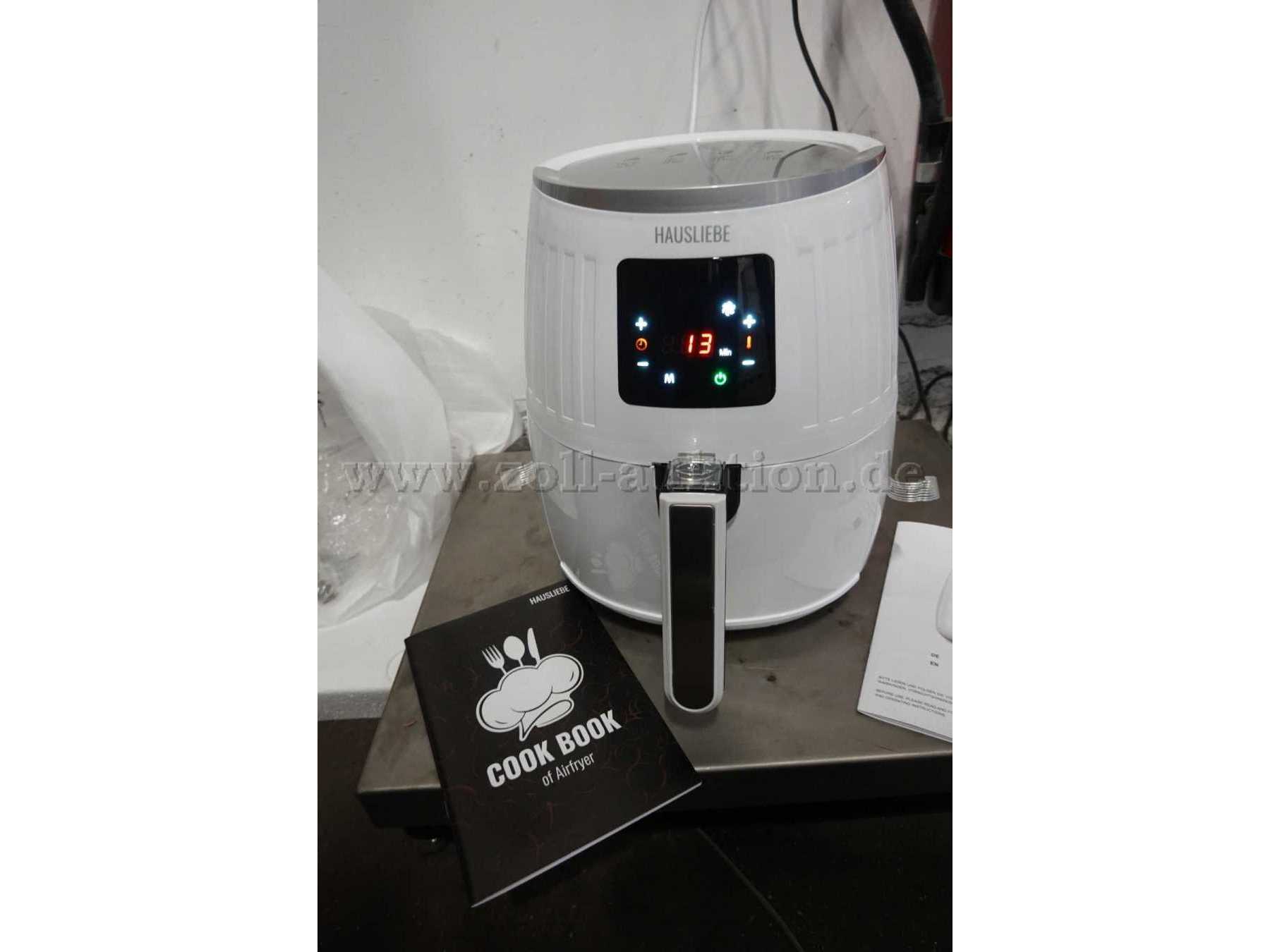 HAUSLIEBE LF1 Airfryer (1500 W, 1 Heißluftfritteuse, digitales Display, ohne Öl, einfach zu bedienen und reinigen, für 2-3 Personen, 3.5 Liter) weiß, eingeschaltet