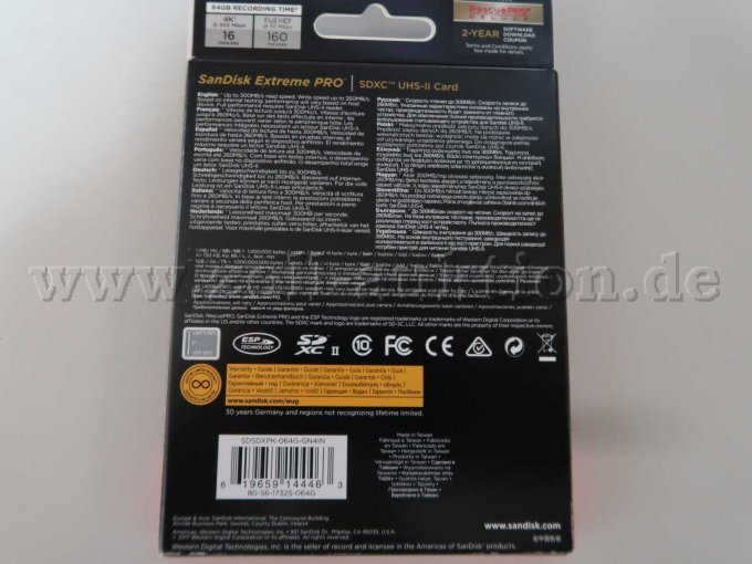 25 SanDisk Extreme PRO 64 GB, SDXC UHS-II Card – foto 2 – kavel bij Zoll-Auktion, Köln