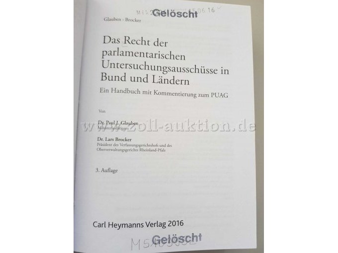 Das Recht der parlamentarischen Untersuchungsausschüsse in Bund und Ländern - Haupttitelseite
