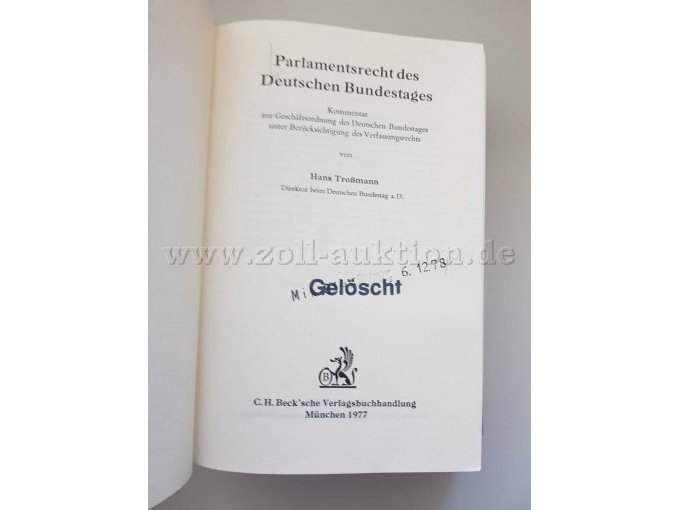 Parlamentsrecht des Deutschen Bundestages - Haupttitelseite