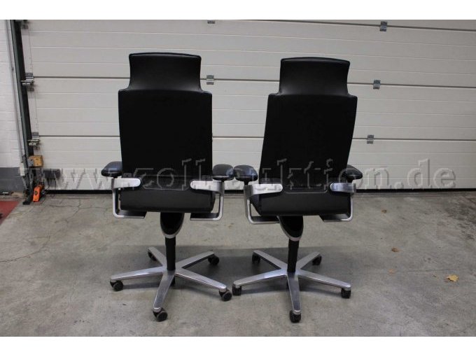 2 Bürodrehstühle von Wilkhahn, Modell ON mit Kopfstütze, Leder, schwarz, gebraucht – foto 4 – kavel bij Zoll-Auktion, Berlin