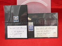 Gesamtansicht der beschriebenen Briefmarken der Auktion Michel Nr 15 II und Michel Nr 10 I