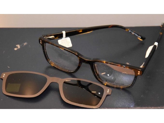 1 Brille „Tom Tailor“ braun gefleckt mit Sonnenclip
