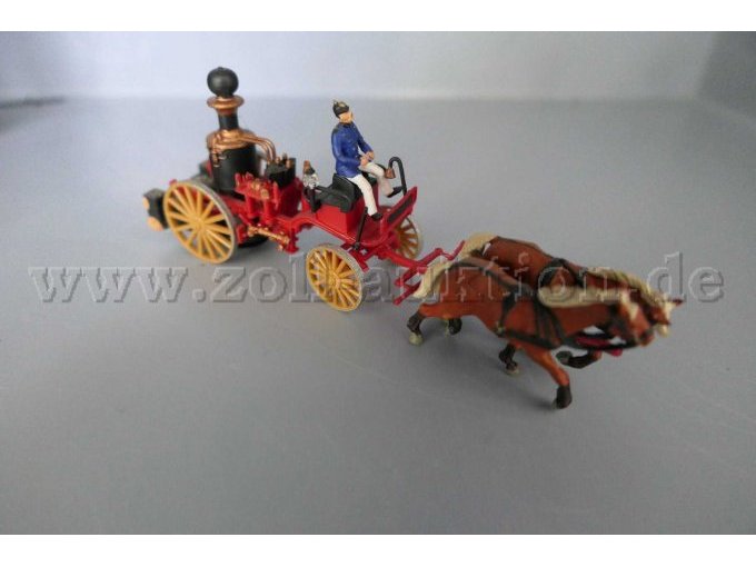 Feuerwehr - Dampfspritze mit Fuhrwerk Preiser, 1:87 Ansicht von vorne