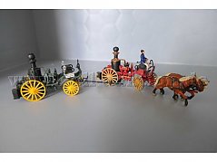 Feuerwehr - Dampfspritzen Modelle um 1900, 1:87 Gesamtansicht