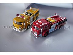 Feuerwehrfahrzeugmodelle von Busch und Praline, 1:87 Gesamtansicht