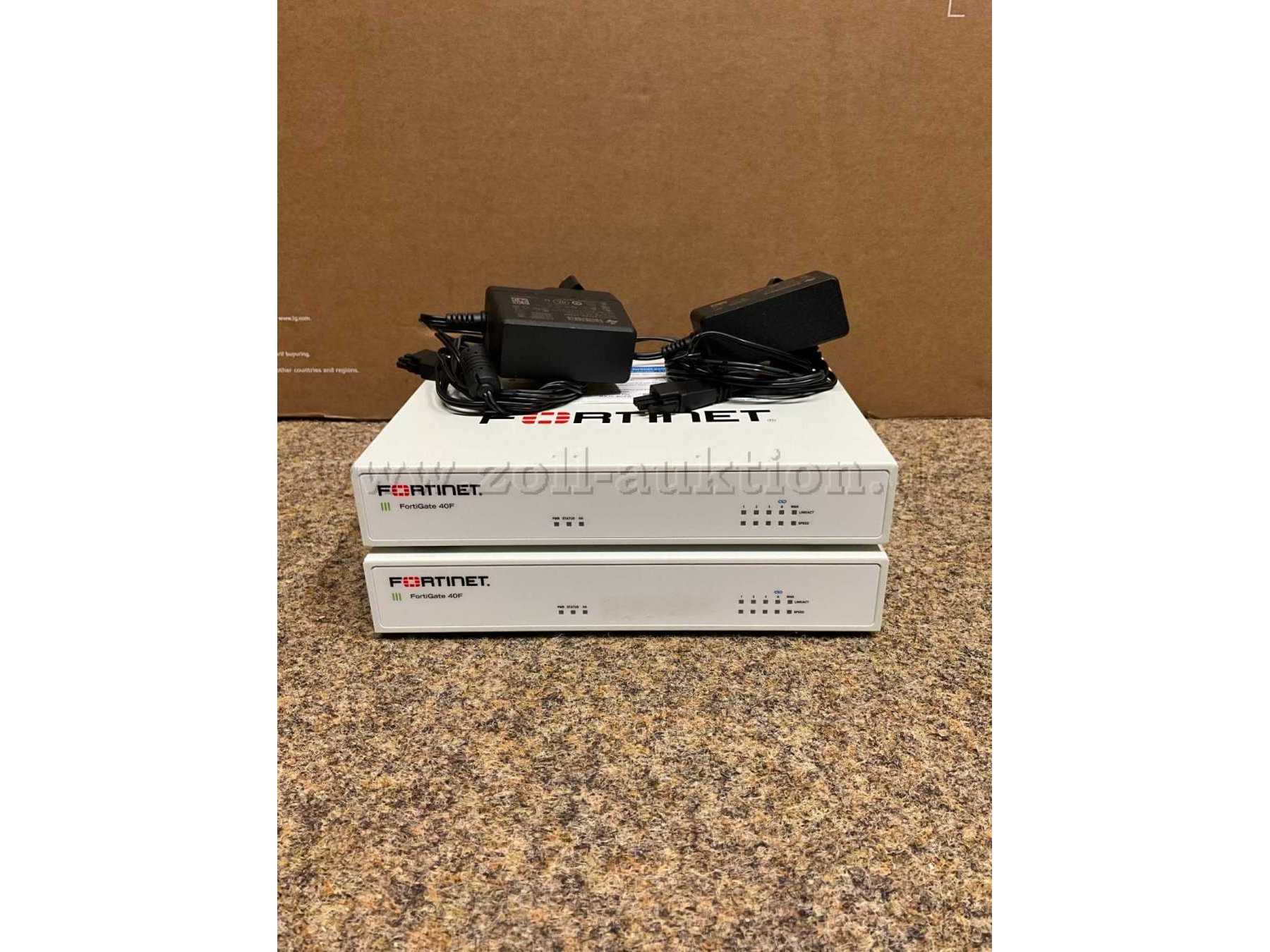 2x Fortinet FortiGate FG-40F Firewall u. 2x Netzteil
