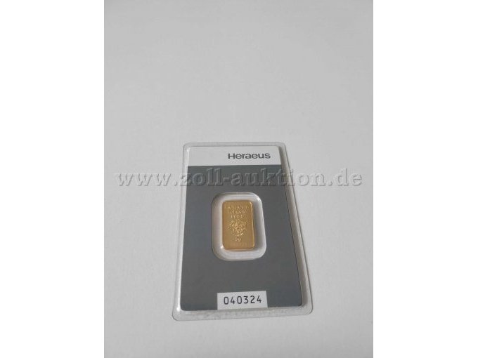 Goldbarren 5 g (Vorderseite)