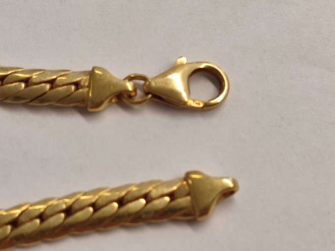1x Halskette *** 18 Karat Gelbgold ***, Verschluss geöffnet und Punze