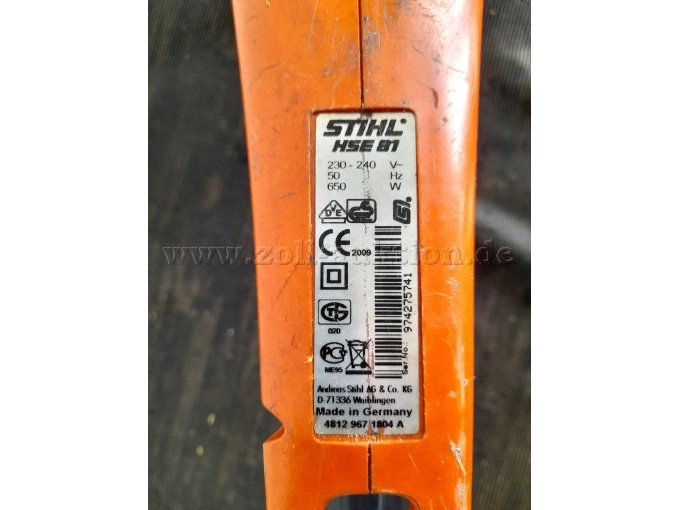 Typenschild Stihl HSE 81