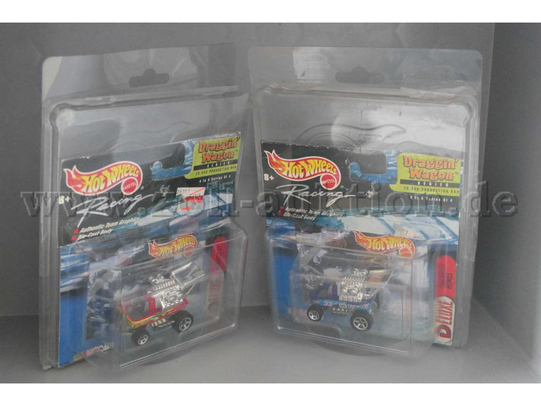 Hot Wheels Modelle Draggin Wagon Kellog´s und Oakwood Homes Gesamtansicht von vorne