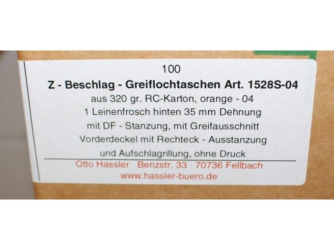 Beschreibung auf Karton