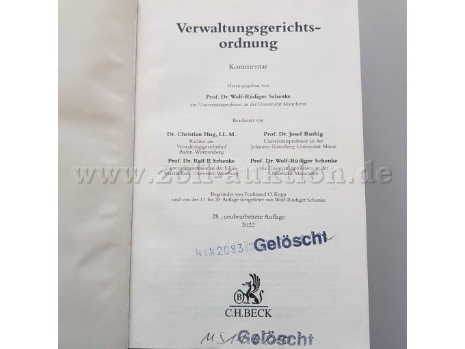 VwGO (Schenke) - Haupttitelseite