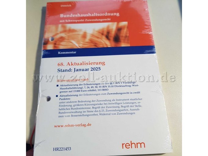 Lose-Blatt-Lieferungen Bundeshaushaltsordnung 68. Akt.